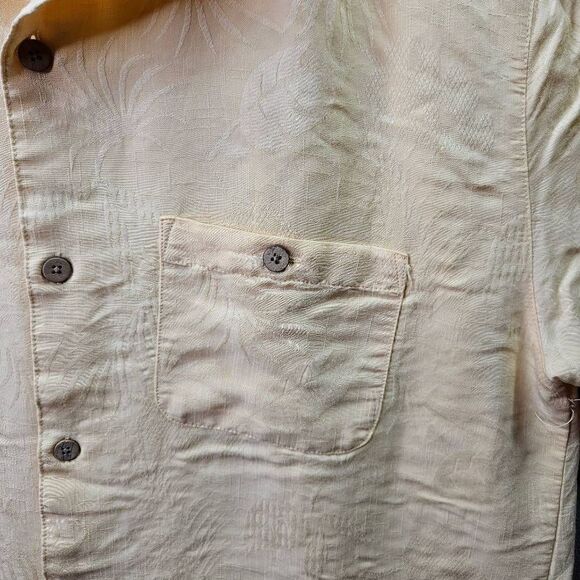 Joe Marlin Shirt Mens Sz L Yellow Hawaiian Short Sleeve Beach Palm Tree Button U - Picture 2 of 8